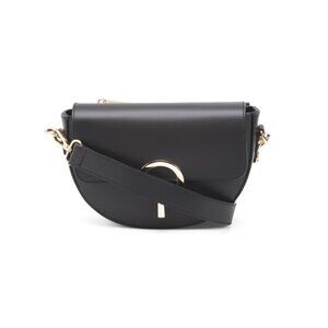 CHEVAL Black Made In Italy Leather Saddle Ring Closure Crossbody